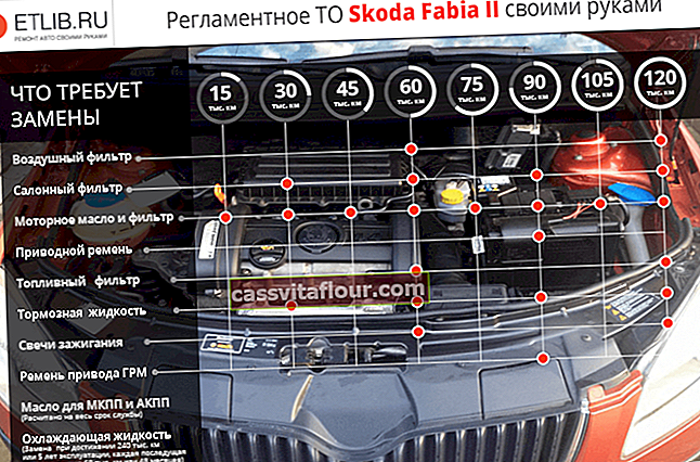 Predpisi o vzdrževanju Škoda Fabia 2. Pogostost vzdrževanja Škoda Fabia 2