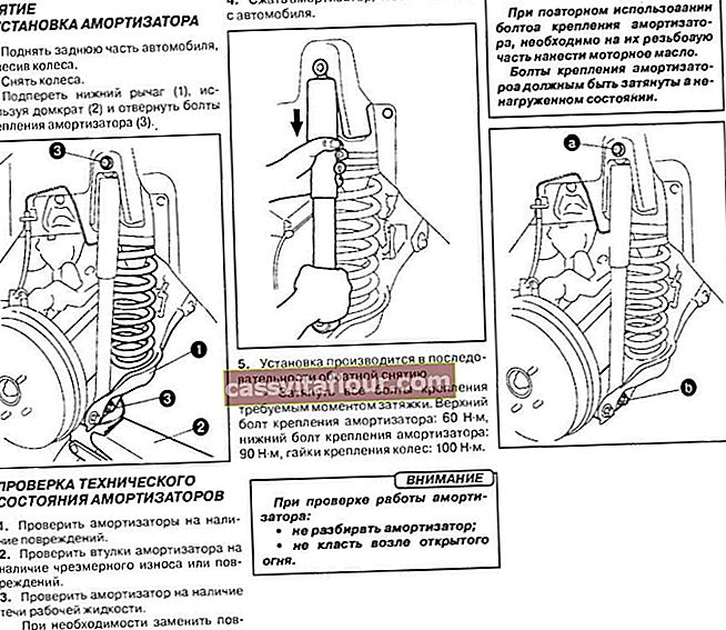 Премахване, инсталиране и проверка на задния амортисьор Suzuki Grand Vitara