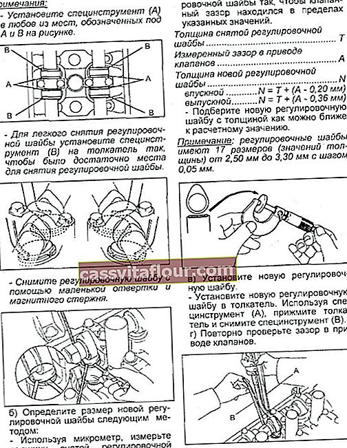 Регулиране на клапана Toyota Corona / Caldina - инструкции
